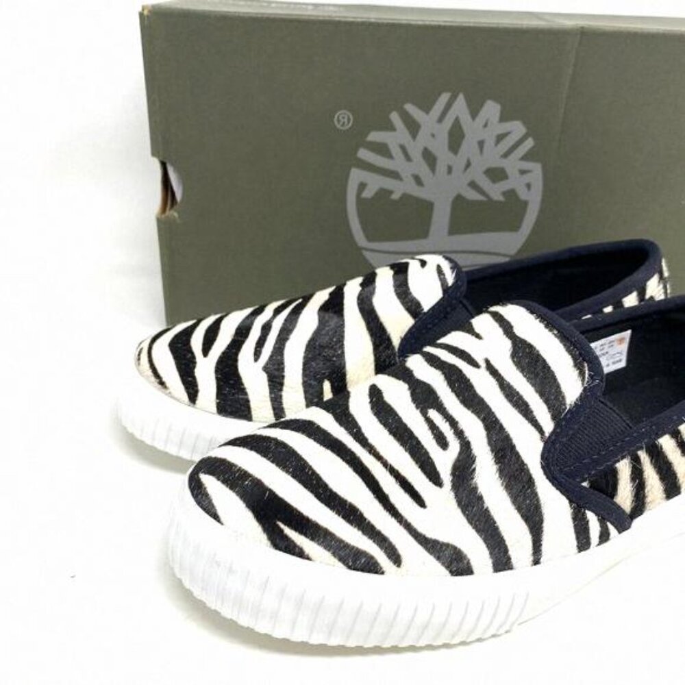 Timberland BX2 WOMEN SKYLA BAY SLIP ON ZEBRA LEATHER Black BX2 0A2GW6 TB White - Picture 9 of 11